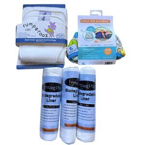 Rumparooz OBV Cloth Diaper & Tidy Tots Cover + 3 Imagine Liners Lot Starter Kit